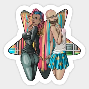 Reva Prisma and Mark_B_draws wearing each other clothes Sticker